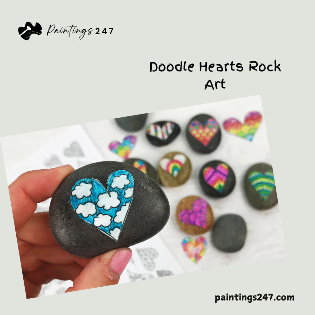 A view of Doodle Hearts Rock Art