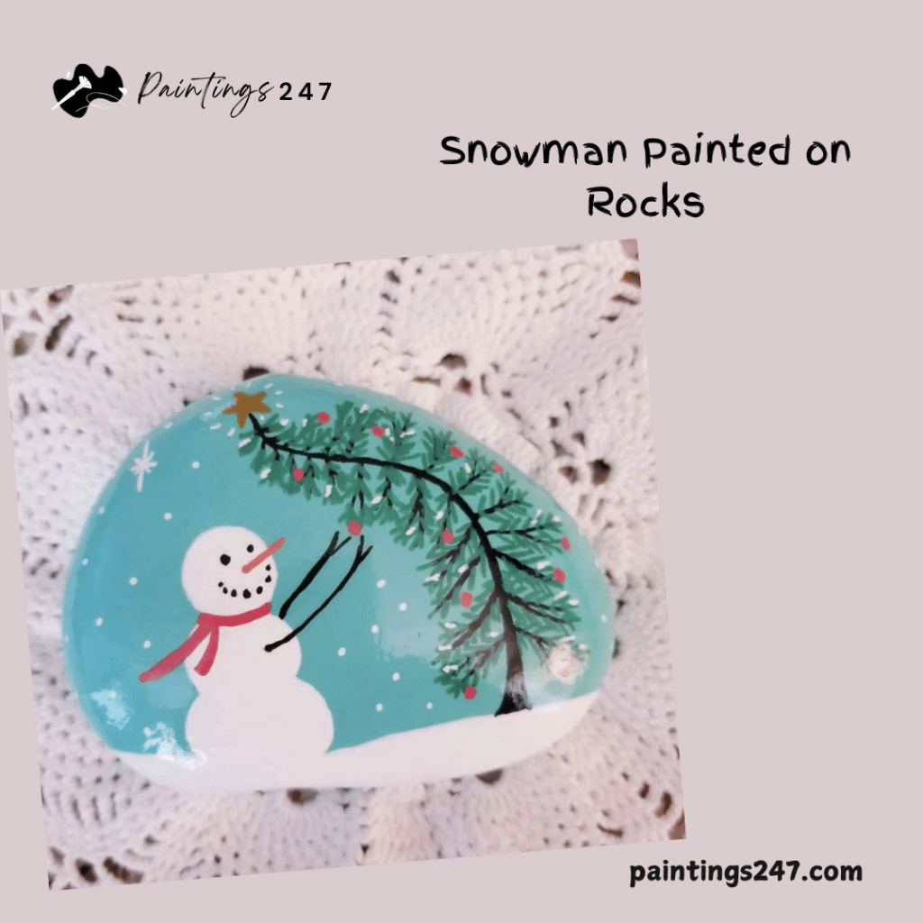 A view of Snowmen Painting on rocks