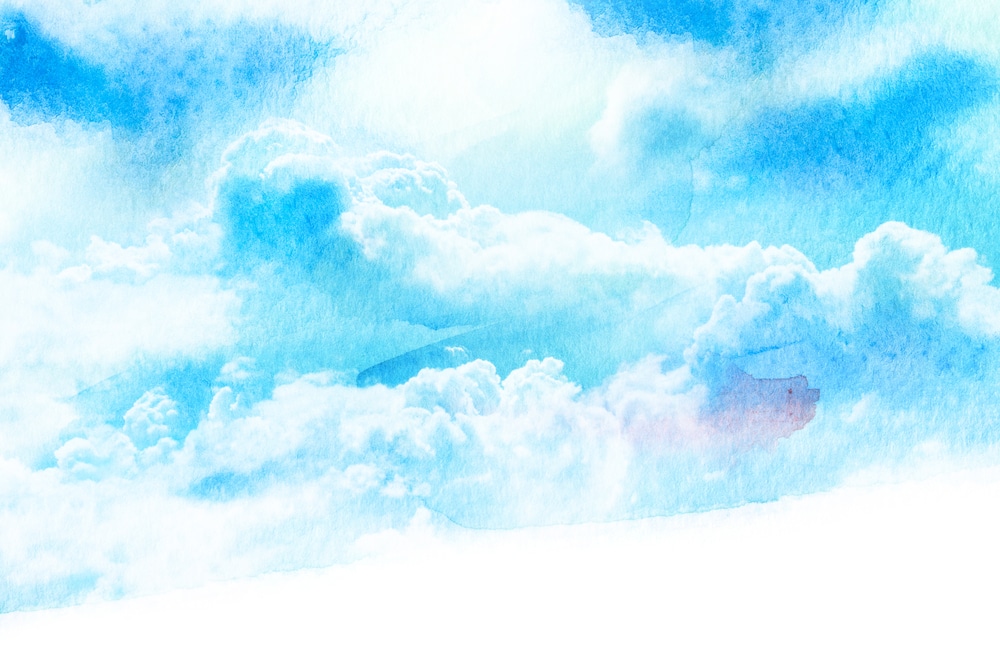 A view of clouds painted on a canvas