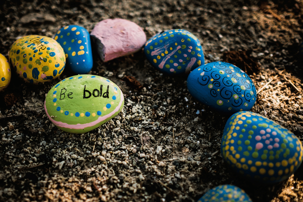 A view of small rocks painted