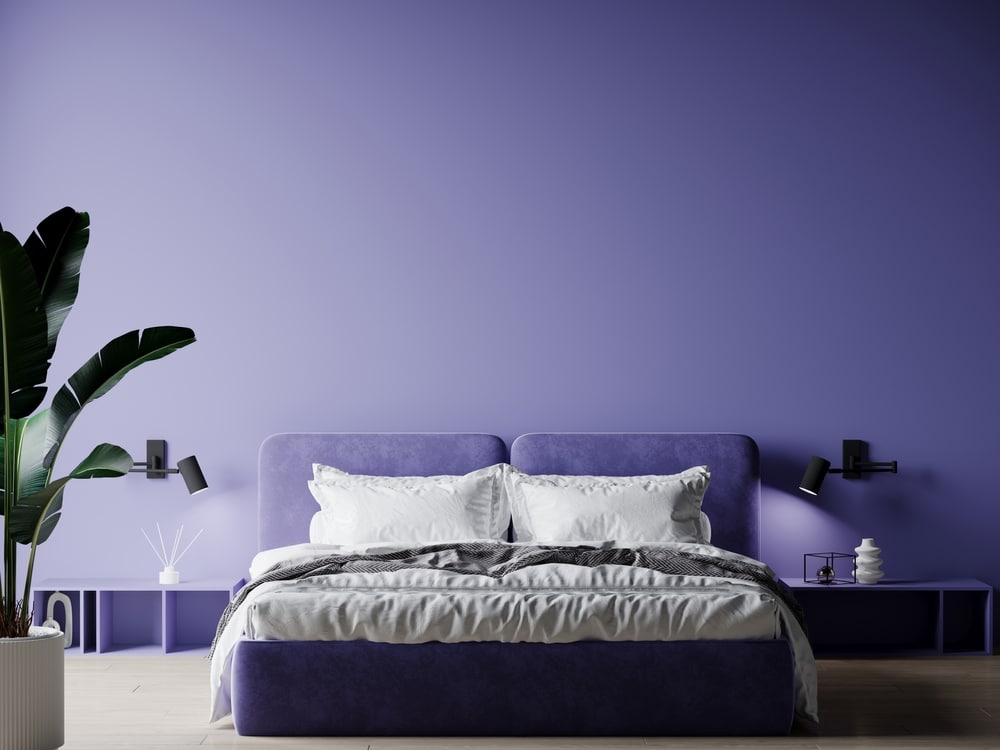 Very Peri Interior Design Bedroom In Lavender Colors Large