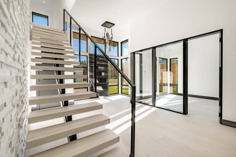 Contemporary Modern Home Interior Entry Foyer With Large Glass And