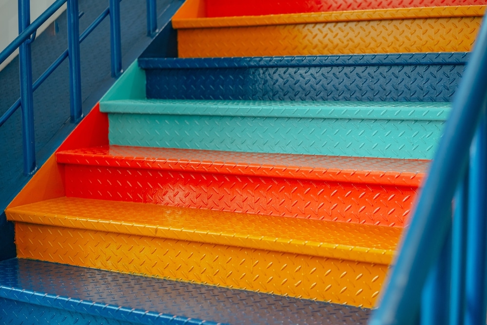 Stairs Painted In Bright Colors Stairs Background