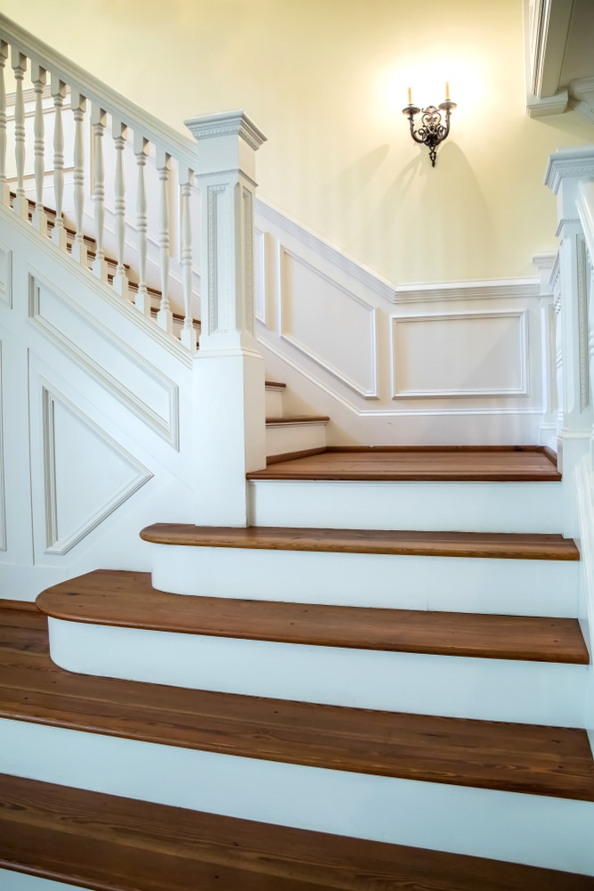 Painted And Natural Stained Wood Stairs Classic And Tradition Design