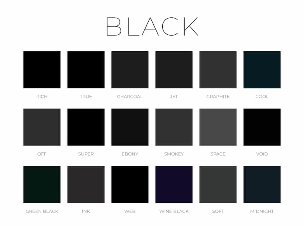 Black Color Shades Swatches Isolated