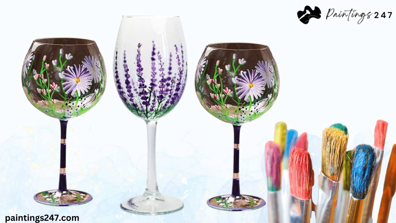  Colorful Painted glasses and Paint Brushes