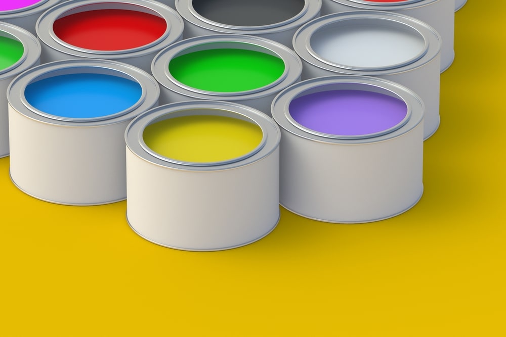 Colorful Paints In Cans Copy Space d Render