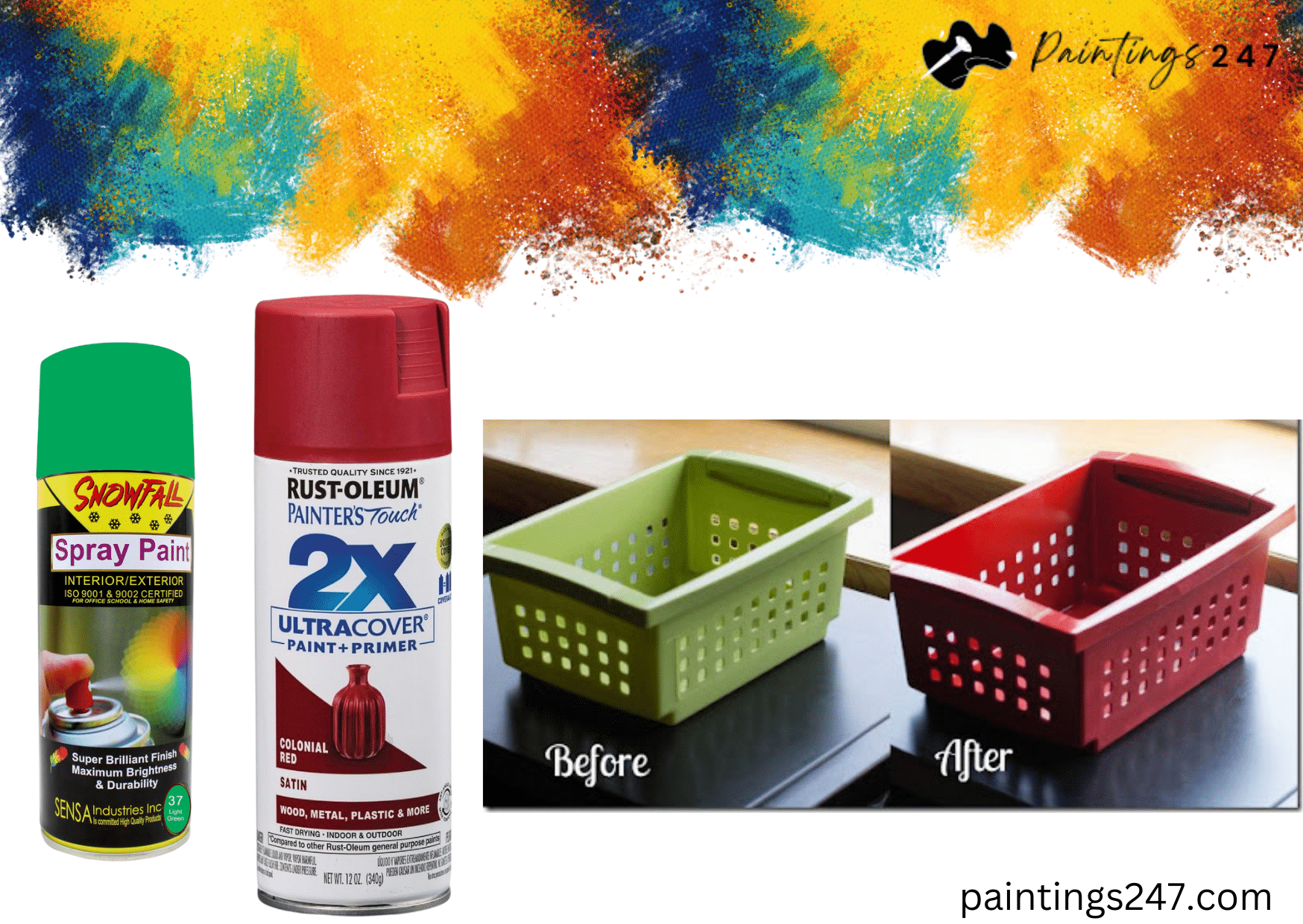 painting plastic basket before and after