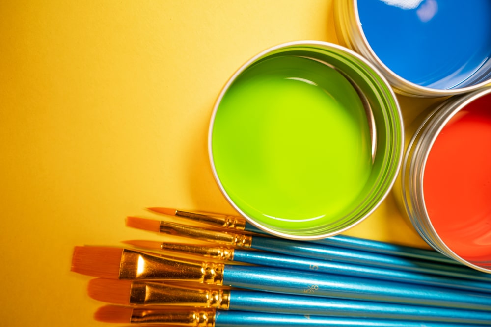 Primary Colors In Acrylic Paint In Metal Tins Still Life