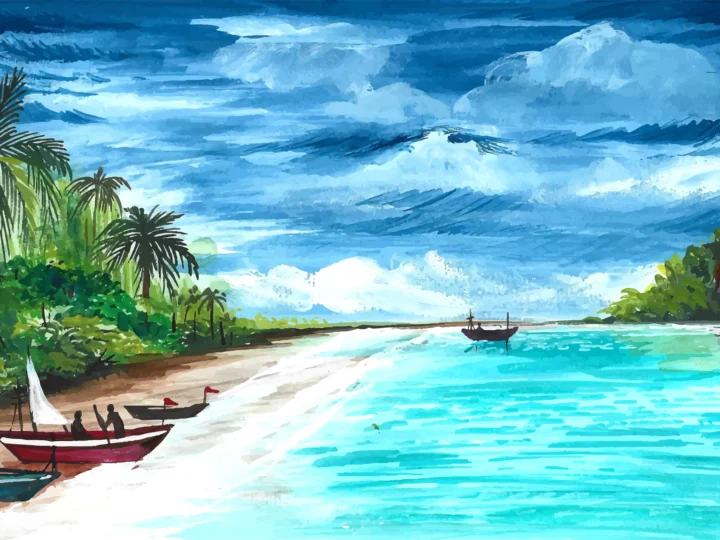 Easy and cool beach paintings to draw 11zon
