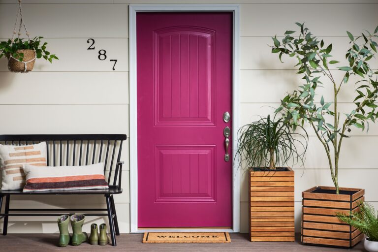 pink colored metal door