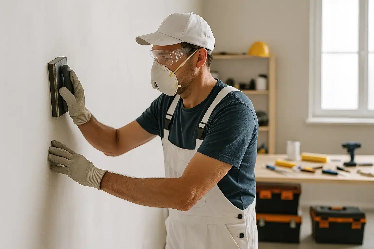a professional painter prepping the wall while avoiding common painting mistakes