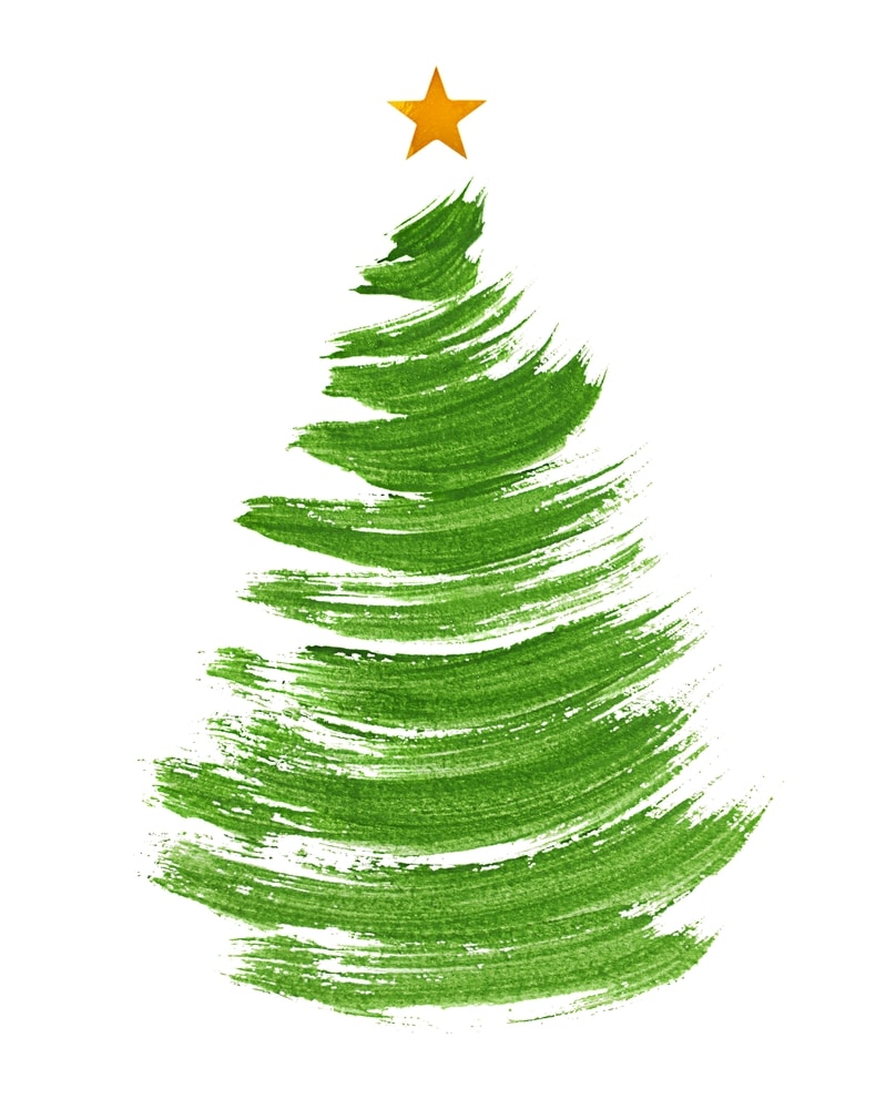 A view of a christmas tree painted A view of a christmas tree painted