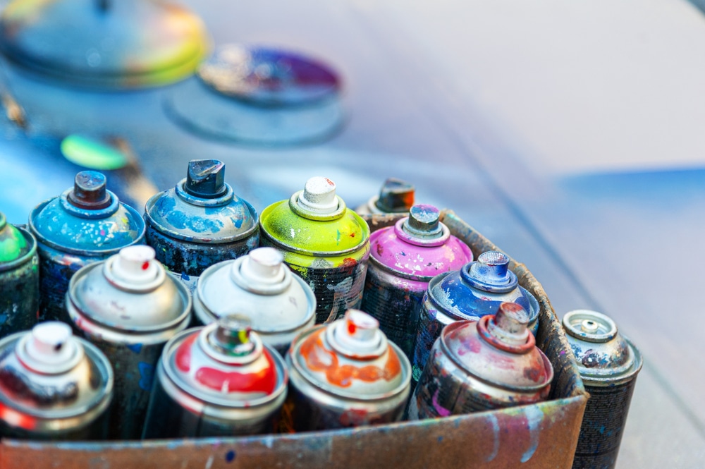A view of aerosol spray paints A view of aerosol spray paints