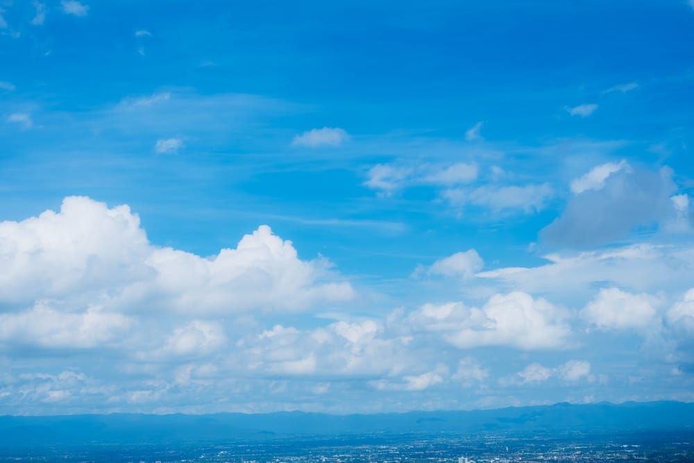 A view of blue and white painted clouds A view of blue and white painted clouds