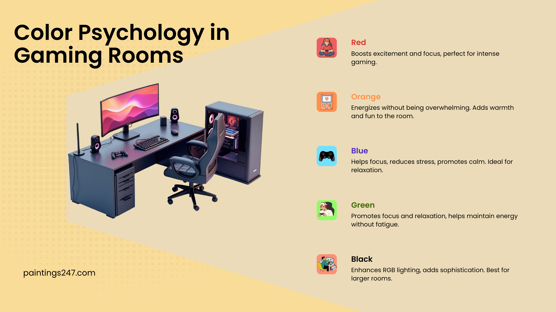 Color Psychology in Gaming Rooms Color Psychology in Gaming Rooms