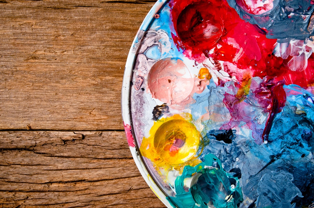 Colored Palette Acrylic Paint Concept And Idea For Art Education Colored Palette Acrylic Paint Art