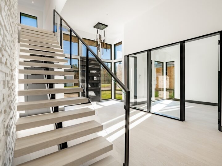 Contemporary Modern Home Interior Entry Foyer With Large Glass And