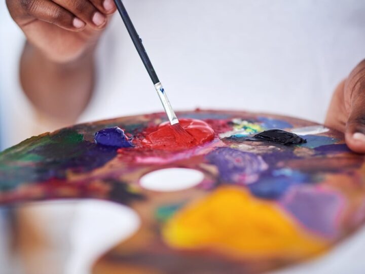 Creative Brush And Palette For Art Painting And Artist With