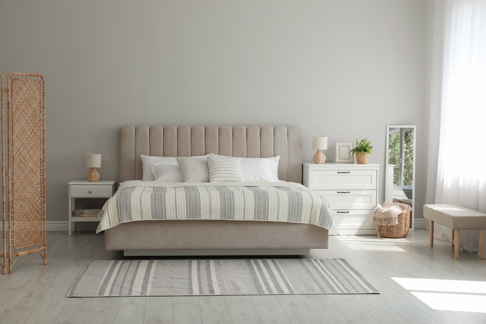 Stylish Interior Of Contemporary Bedroom With Comfortable Bed Stylish Interior Of Contemporary Bedroom With Comfortable Bed