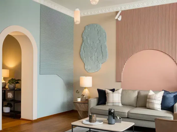 a living room with textured wall paint