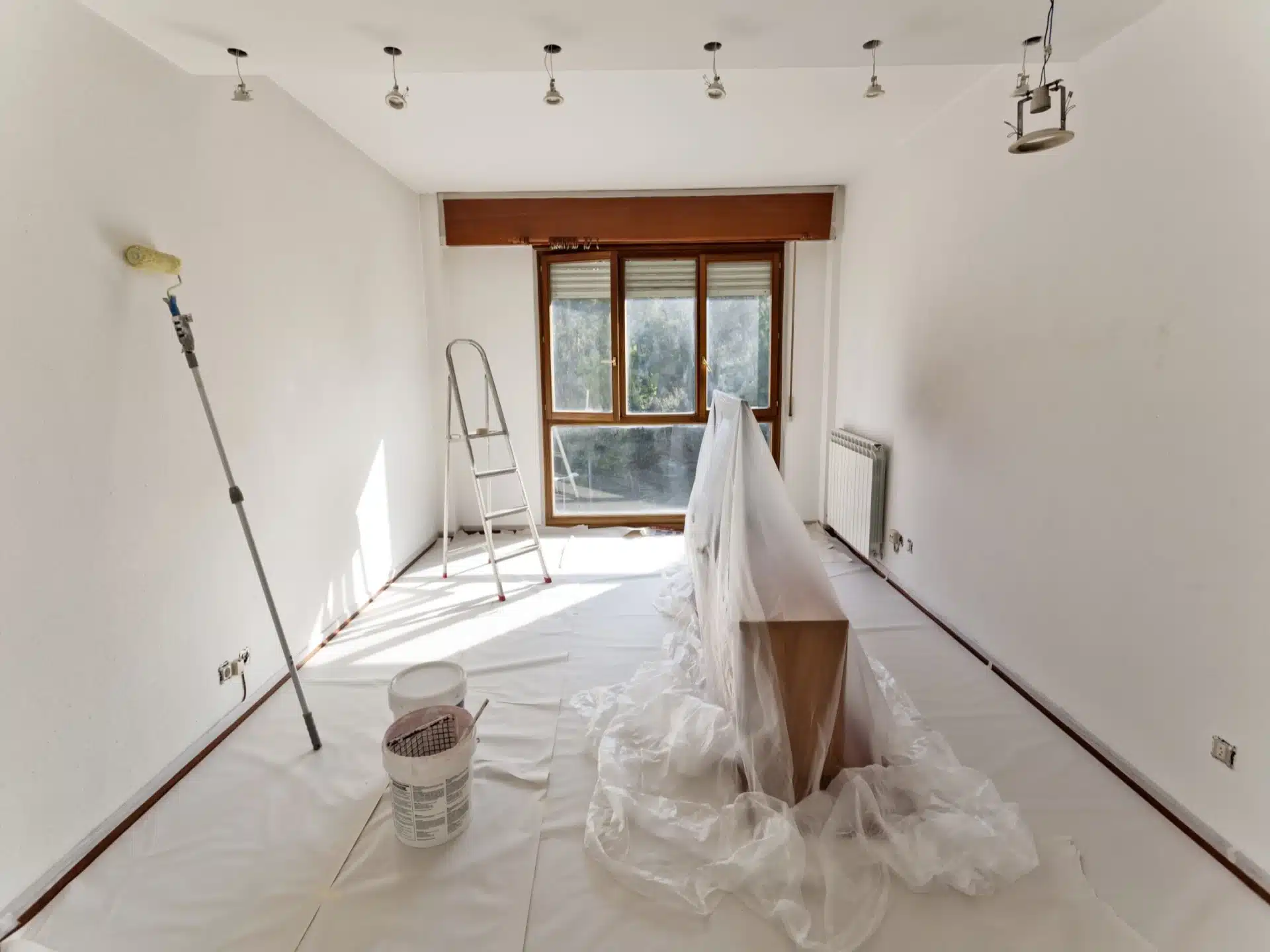 a painting project in process for a commercial space