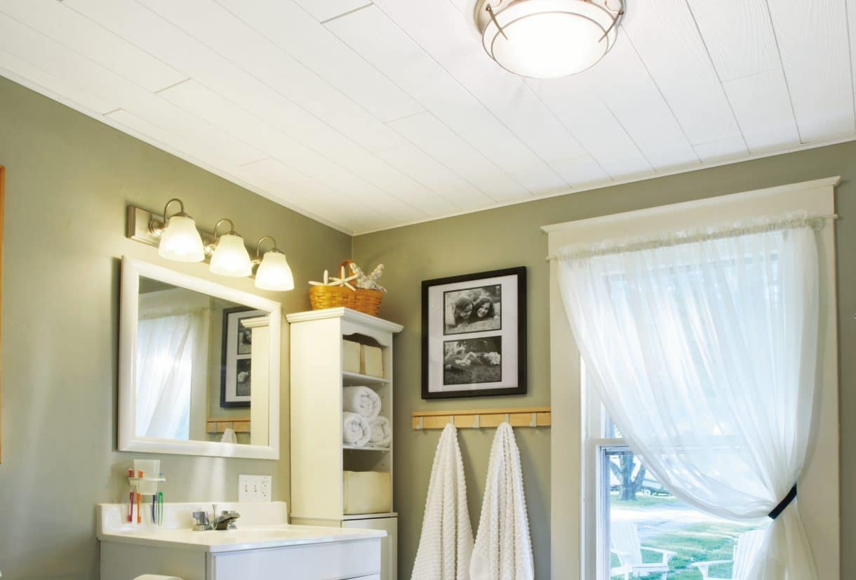 close up of a bathroom ceiling