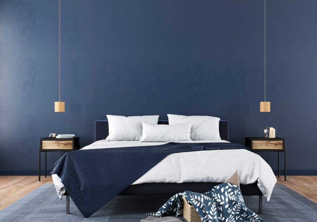 navy blue color wall in a bedroom navy blue color wall in a bedroom