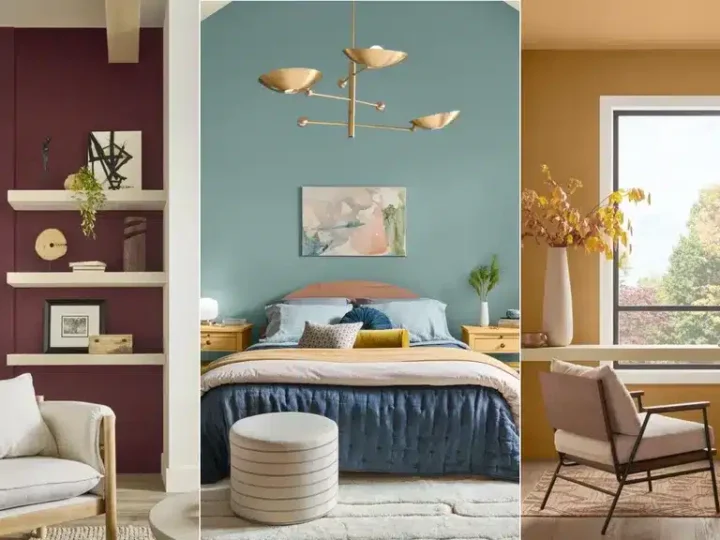 view of a bedroom living room with different paint colors